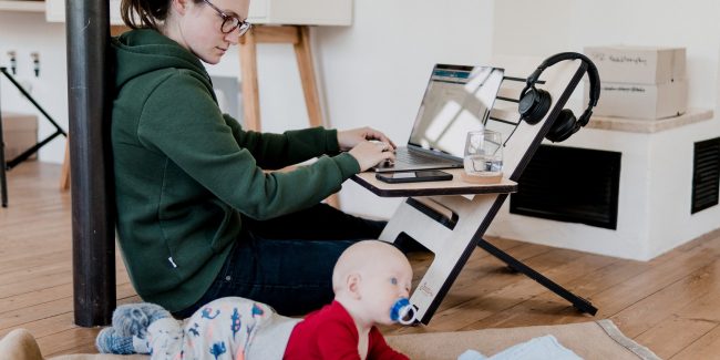 working-from-home-woman-computer-baby Working from home woman computer baby